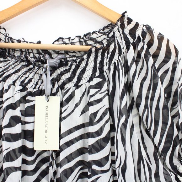 Isabella Rodriguez Blouse Top Women Animal Print Lightweight Short Sleeve XL NWT - Picture 4 of 10